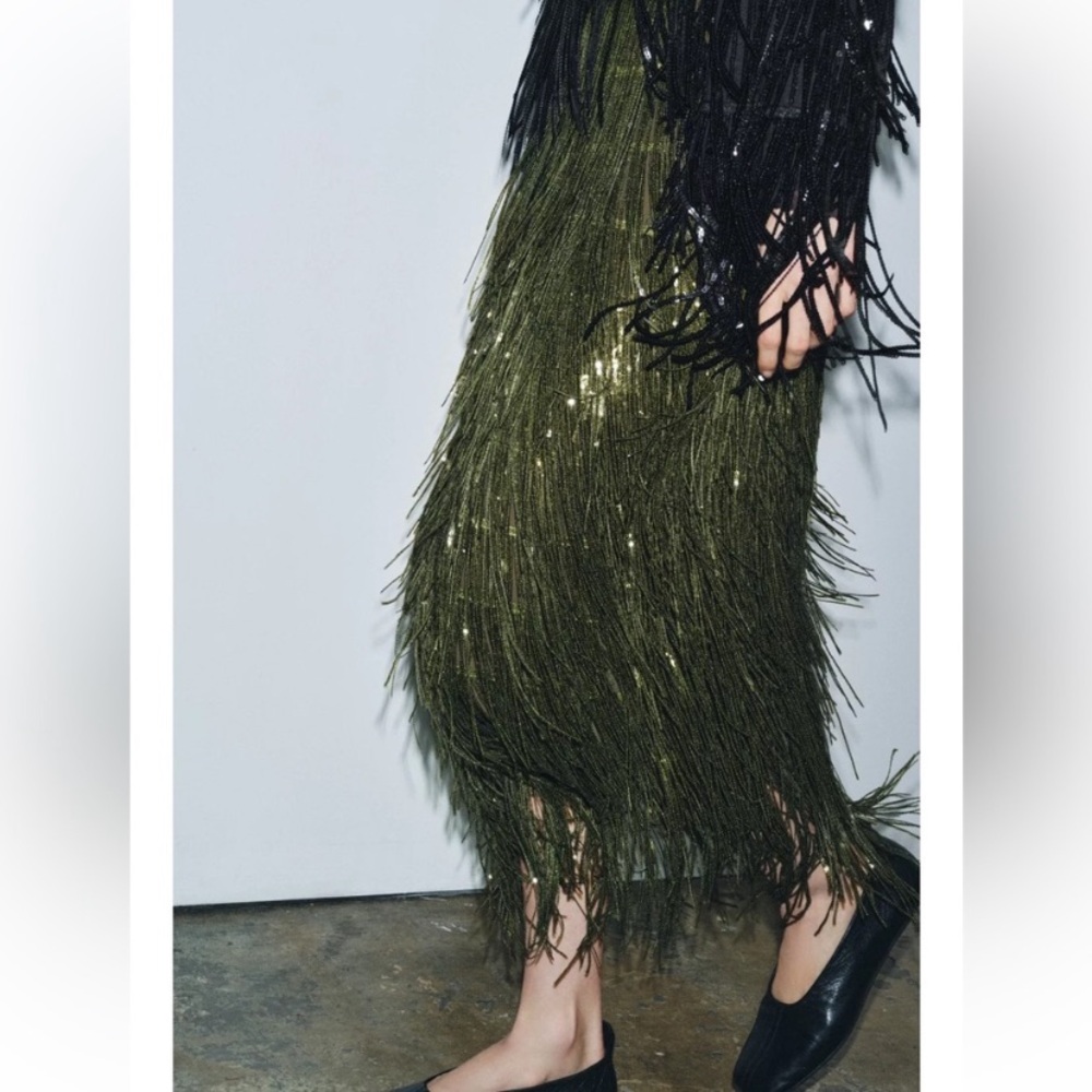 Zara LIMITED EDITION FRINGED SEQUIN ZW COLLECTION SKIRT - Picture 12 of 14